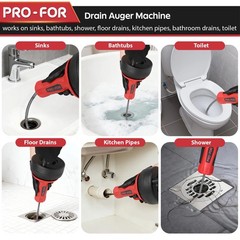 -FOR Drain Auger, 16.4FT Plumbing Snake Drain Clog , Manual & Drill Powered D&hellip;