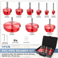 9 Pcs PVC Pipe Reamer Kit, PVC Fitting Saver, Reamer Fit into Standard 1/2