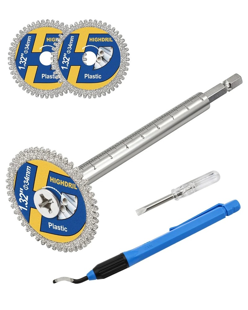 Inside Pipe Cutter for PVC Pipe, 2Pcs Pipe Cutter Tool Set with Diamond Grit Cut