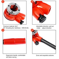 IRONMAX New Ratchet Ratcheting Pipe Threader Kit Set w/ 6 Dies and Storage Case