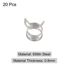 Spring Hose Clamp, 20pcs 65Mn Steel 12mm Low Pressure Air Clip, Nickel Plated