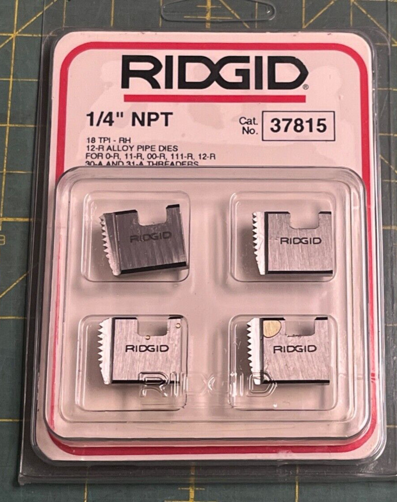 Unused Ridgid Threading Pipe Dies: 1/4 NPT 37815 RH for 0-R 00-R 11R 111 (6651)