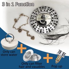 AzWzz Universal Tub Stopper Bathtub Drain 2 x 2 x 2 inches, Chrome Silver