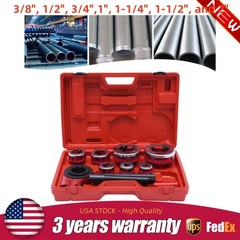 Manual 7 Size Pipe Threader Threading 3/8&Prime; to 2&Prime; Dies Set w/ Handle Ratchet BSPT