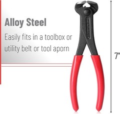 Bates- Nail Puller, 7 Inch Steel End Cutting Pliers | Non-Slip Handle Nail Remov