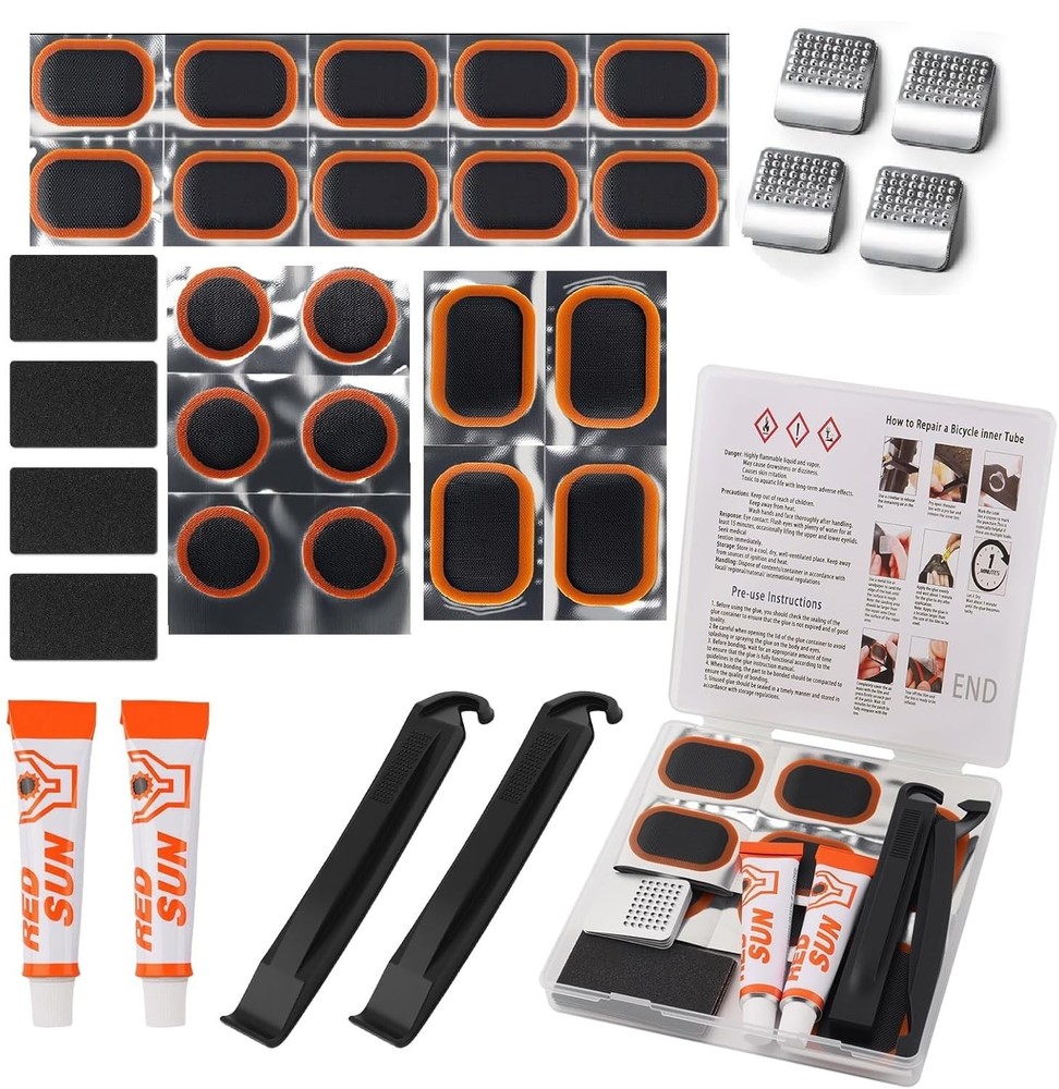 32 PCS Bike Tire Repair Kit 3 Sizes Patches Professional Tools Portable Tube