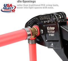 Combo Angle Head PEX Crimping Tool 1/2&Prime; & 3/4&Prime; with Go/No-Go Gauge