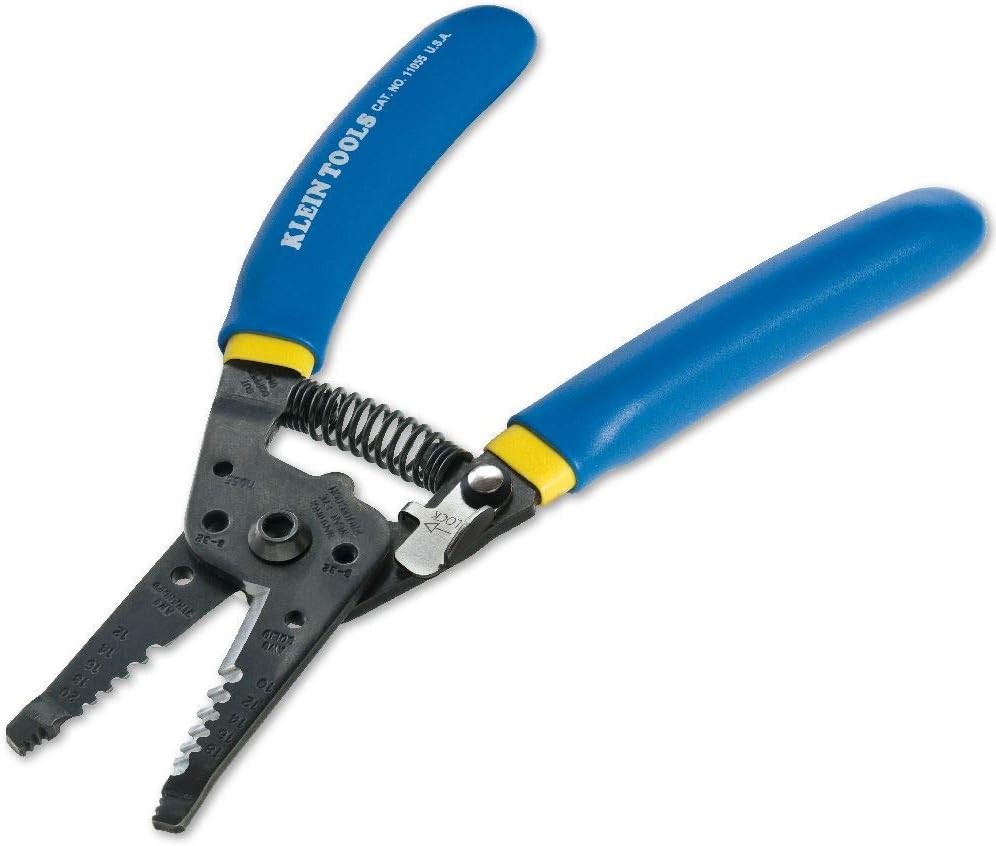 Klein Tools 11055EP Stranded and Solid Wire Cutter/Stripper, Made in USA, Blue/Y