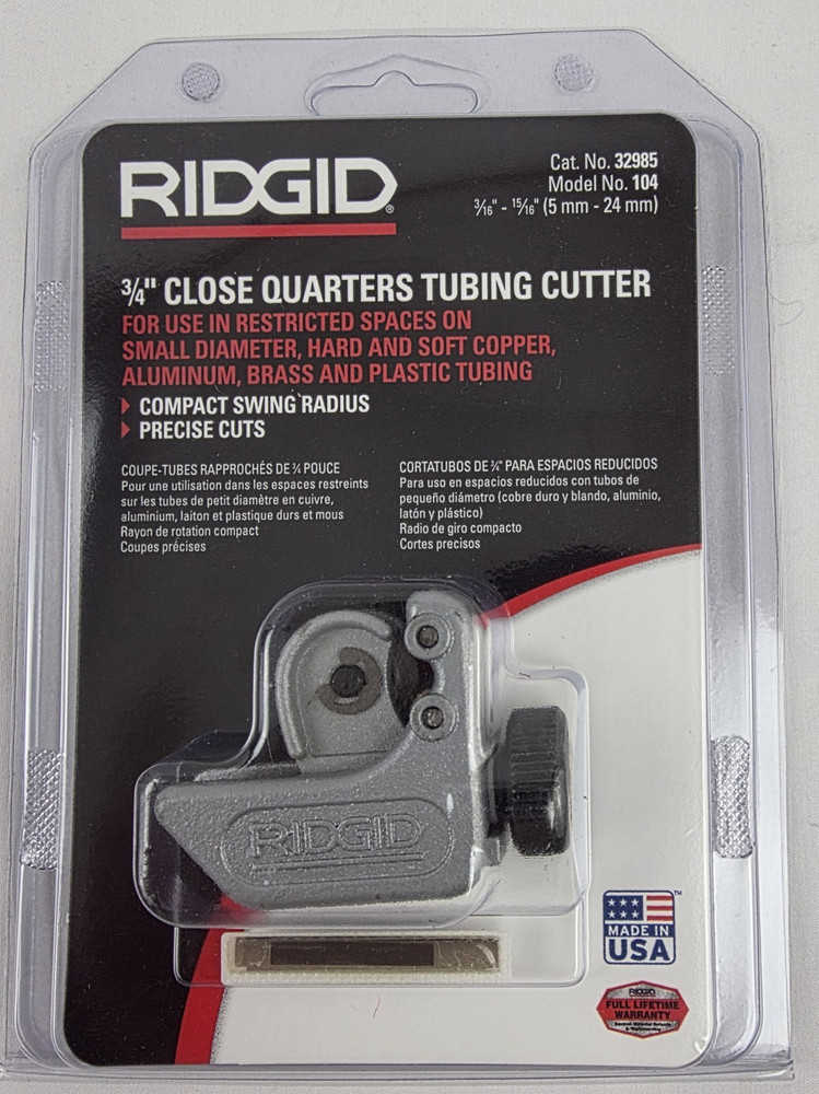 RIDGID 101 Close Quarters Tubing Cutter (1/4&Prime;&ndash;1 1/8&Prime;) Pipe Copper Brass USA NIP
