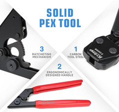PEX Clamp Crimping Tool Kit for 3/8 to 1 Inch PEX Cinch Clamps, with 1/2 Inch PE