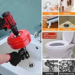 10-In-1 Drain Clog Kit 25FT Drain Auger Snake Tool Plumbing Grabber Hair Remover