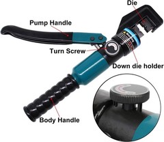 10 Ton Hydraulic Crimping Tool and Cable Cutter, Hydraulic Wire Battery Cable Lu