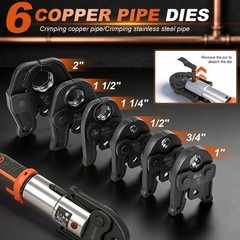 1/2&Prime; -2&Prime; Pro Press Tool Pipe Crimping Kit Press Tool Battery Kit with 6 Jaws