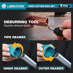 LIBRATON Pipe Cutter Tool 1/8&Prime;- 2&Prime;, Heavy-Duty Copper Tube Cutters, PEX Pipe