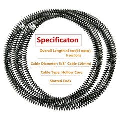 45 Ft Drain Auger Plumbing Snake Clog Cable 5/8 In. Sewer Pipe Cleaner Durable