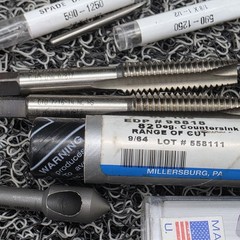 MRO Assorted Taps, Extractor, Pin, Sharpening Stone, Drills. Lot of 15