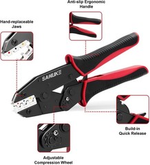 Crimping Tool for Heat Shrink Connectors, AWG 22-10 Ratcheting Wire Terminal Cri