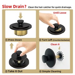 Champagne Brushed Gold Bronze Bathtub Drain, Hair Catcher and 2-Hole Overflow Fa