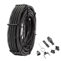 Sectional Drain Cleaning Sewer Cable 45FTx5/8In & 6 Cutters for 0.8&Prime;-3.9&Prime; Pipes