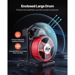 Uimoso Drain Cleaning Machine 50FT x 1/2Inch Manual Feed Snake with 4 Cutters